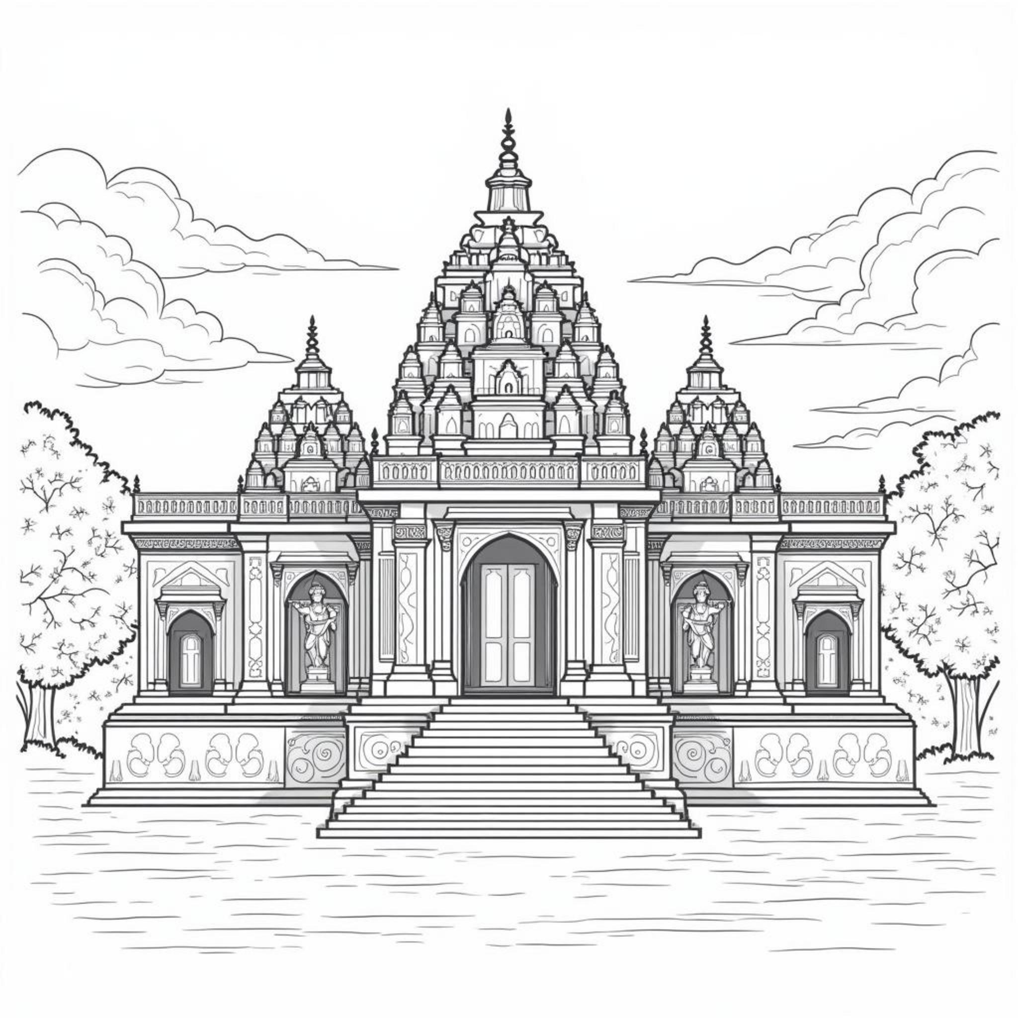 Indischer-Tempel-Rundgangcopyright-free-kostenlos-ausmalbild-malvorlage-coloringpage