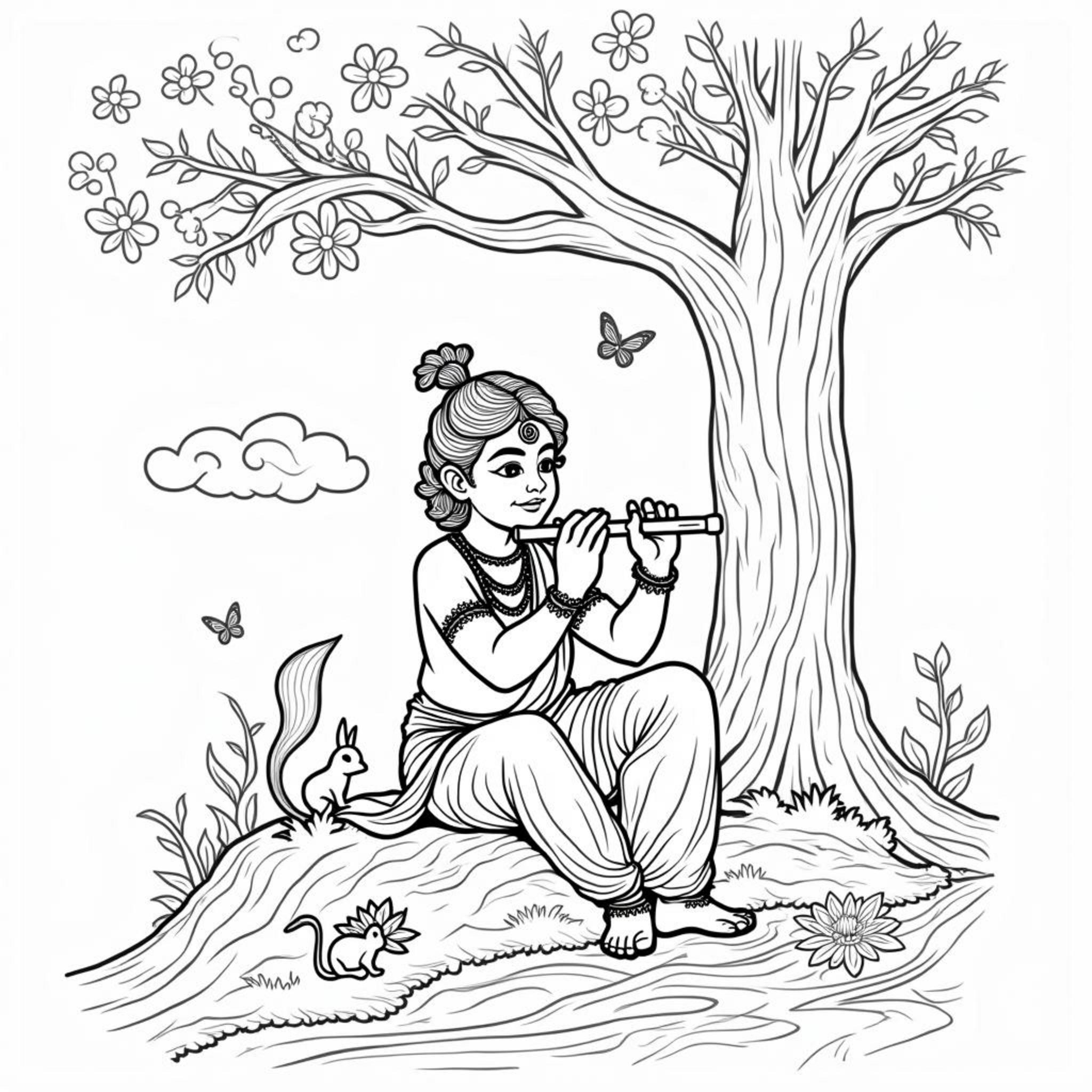 Krishna-Sonnenflygelcopyright-free-kostenlos-ausmalbild-malvorlage-coloringpage