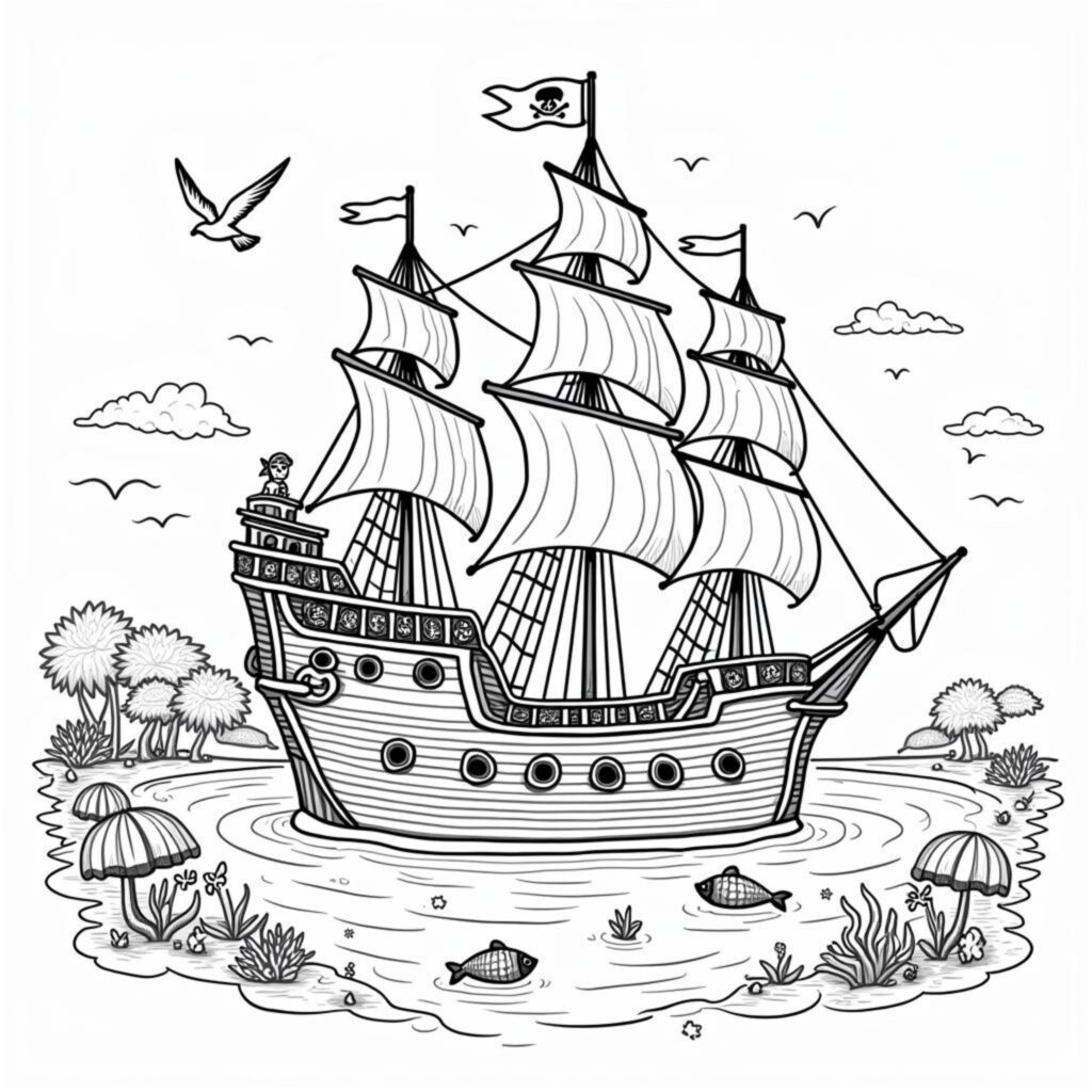 Schiff-der-Freiheitcopyright-free-kostenlos-ausmalbild-malvorlage-coloringpage