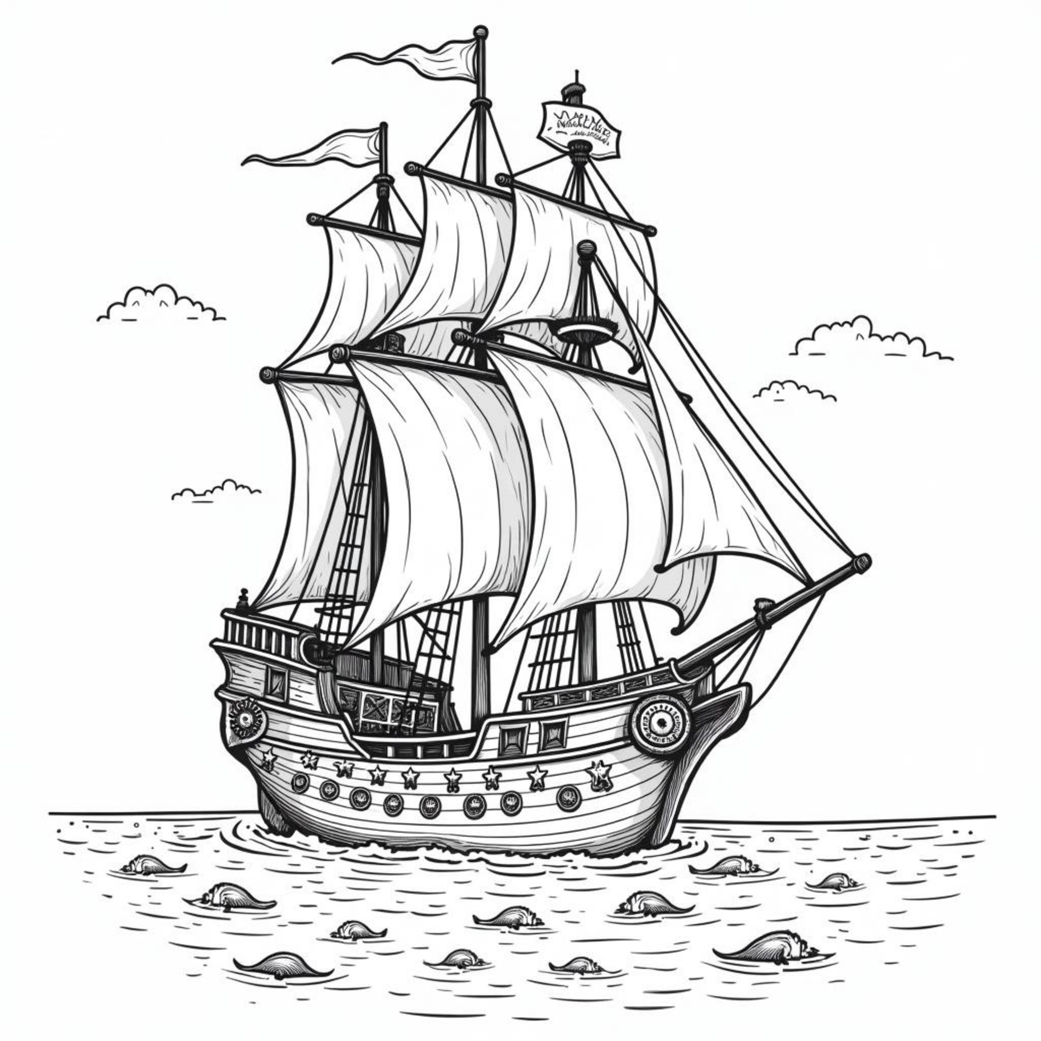 Schiff-der-Sydsee-Pirate-Schiffcopyright-free-kostenlos-ausmalbild-malvorlage-coloringpage