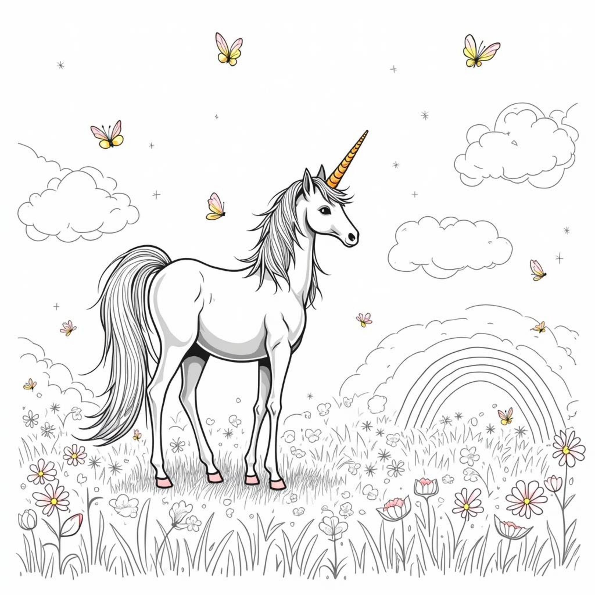 Unicorn-Schynheit-Im-Wunderlandcopyright-free-kostenlos-ausmalbild-malvorlage-coloringpage