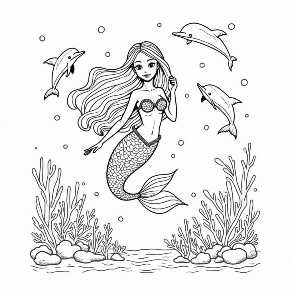 Unterwasserreich-Mermaid-Kynigreichcopyright-free-kostenlos-ausmalbild-malvorlage-coloringpage