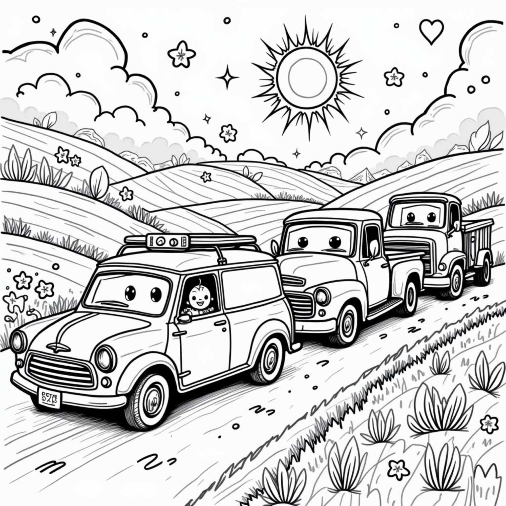 Vintage-Car-Fahrzeug-Paradecopyright-free-kostenlos-ausmalbild-malvorlage-coloringpage