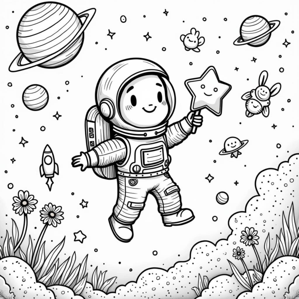 quirliger-astronaut-im-weltraum.jpgcopyright-free-kostenlos-ausmalbild-malvorlage-coloringpage